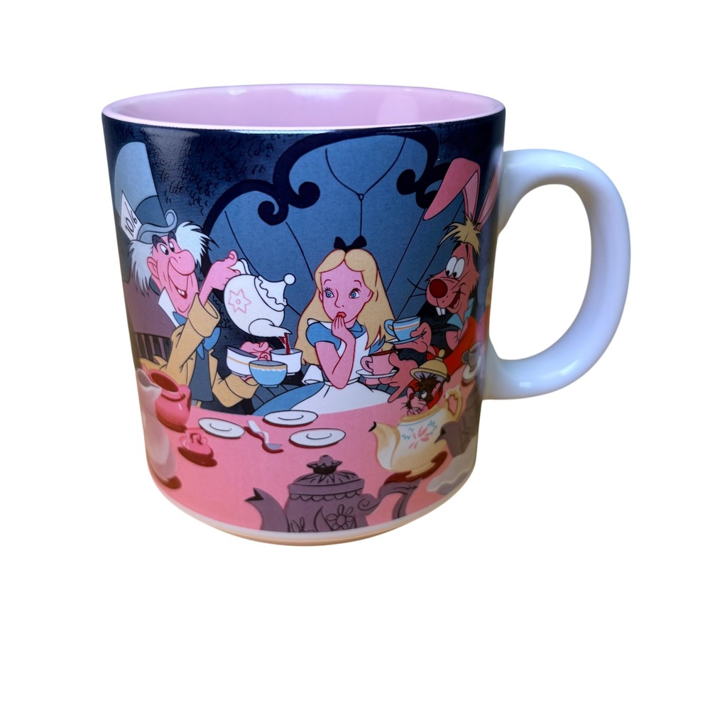 VTG Disney Alice in Wonderland Mad Tea Party Mug Japan Pink Whimsy Collectible